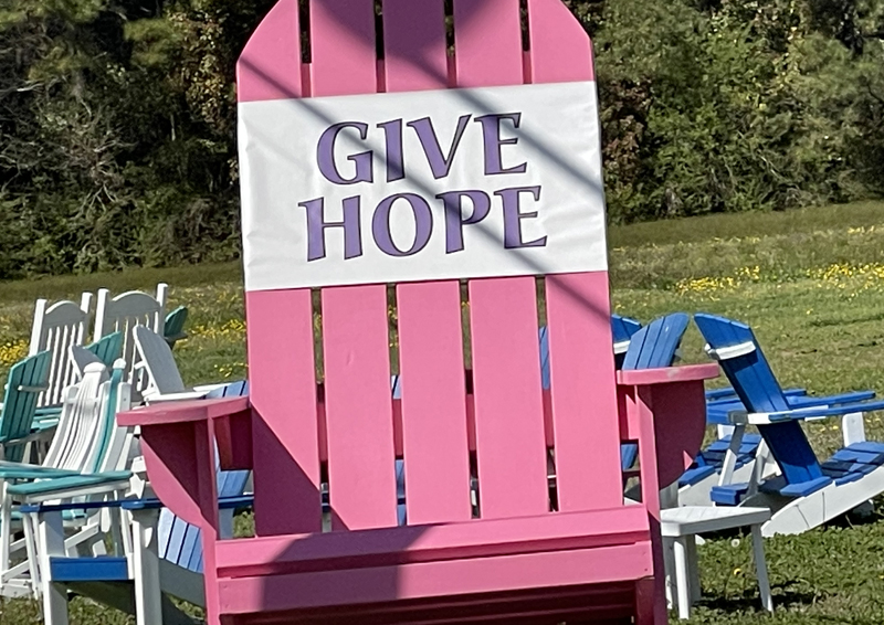 Chair that says Give Hope